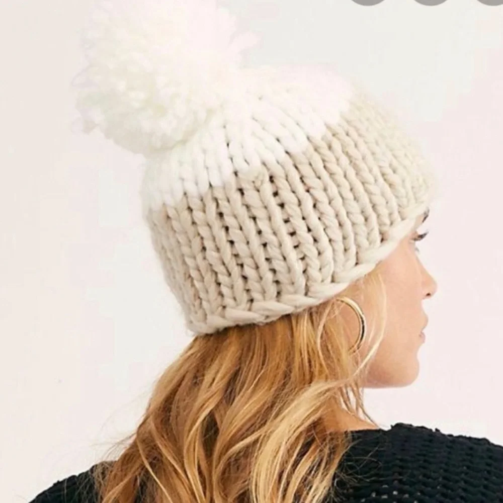 Free People Cozy Up Color Block Pom‎ Beanie